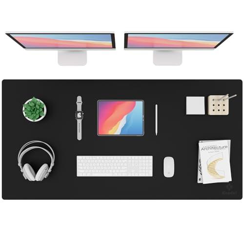 K KNODEL Large Office Leather Desk Mat, Mouse and Keyboard Pad, Computer and Laptop Mat, Desktop Protector and Cover, Writing Pad and Blotter (47.2"x23.6", Black)