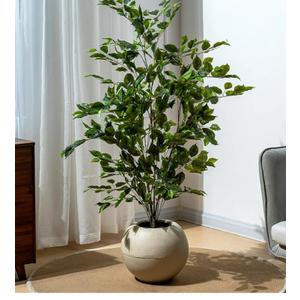 Bailikang Artificial Ficus Tree Indoor 4ft, Large Potted Faux Tree with Realistic Silk Leaves & Trunk for Home Office, Living Room Corner Decor,