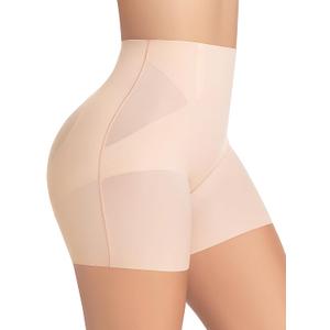 Mid-Waist Shapewear Shorts for Women, Tummy Control (Beige, XXL)