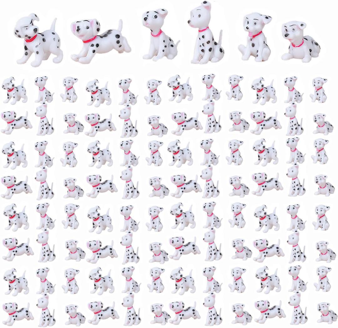 Bygytyo 102 Pieces Mini Animals Dog Miniature Figurines, Fairy Garden Miniature Moss Landscape DIY Terrarium Crafts Ornament Accessories Office Home Decor Gift, White