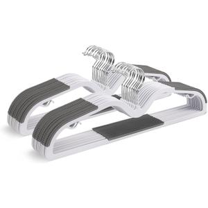 Sishynio 20 Pack Short Neck Plastic Hangers, Heavy Duty Clothes Hangers with Non-Slip Pads, Space Saving Closet Organizer for Shirts, Coats, Pants (Grey)