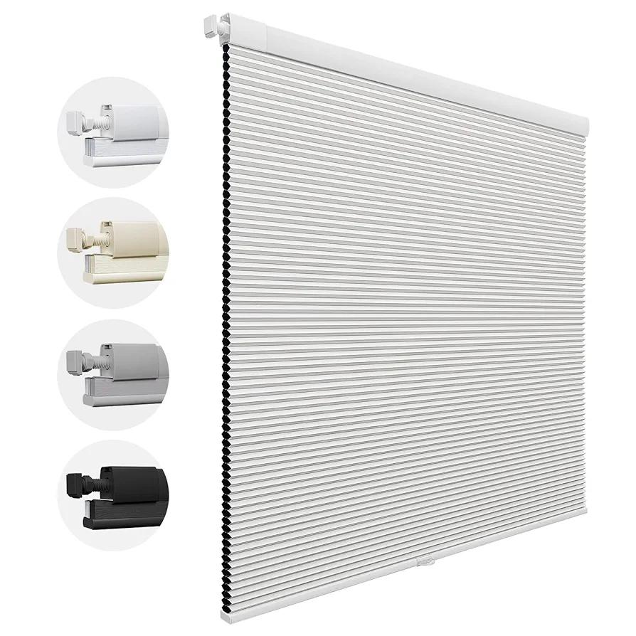 MiLin No Drill Cordless Cellular Shades Color-Matched No Tools Cellular Blinds Honeycomb Design Blinds & Shades for Window Room Office (Light Filtering White, 29" W x 64" H)