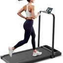 NEWBULIG Under Desk Walking Pad Treadmill, Portable Compact Electric Treadmill with Remote Control, Quiet Fitness Equipment for Home & Office, Black&Sliver (42.3"*22.1"*38")
