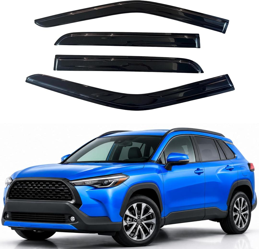 IG Window Visors Fit for 2022-2026 Toyota Corolla Cross, Out-Channel Rain Guards Vent Wind Deflectors 4PC, Car Accessories for 22-26 Corolla Cross
