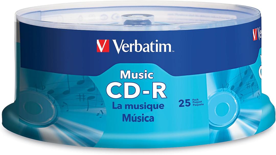 Verbatim Music CD-R 40X 80 Minute 700 MB Blank Recordable Audio Discs 25pk Spindle
