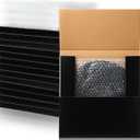 10 Sets Vinyl Record Mailers 12.6 x 12.6 x 1 Shipping Boxes Easy Fold Album Corrugated Cardboard Box with Fragile Stickers and Bubble Bags for Packing Shipping Moving Storage(Black)