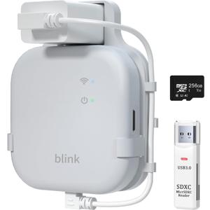 256GB Micro SD Card & Outlet Wall Mount for Blink Sync Module XR with Short Cable, SD Card for Local Video Storage with Reader, Save Space, Mount Bracket for Blink Outdoor Indoor Security System (White)