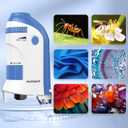 Pocket Microscope for Kids Portable Miniscope: 60-135X Mini Microscope with 5 Prepared Slides - Science Education and Nature Exploration Gifts for Boys Girls 6 7 8 9 10 11 12 (Navy Blue)