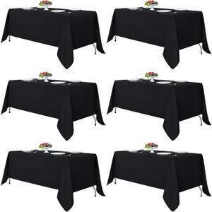 Fitable Black Tablecloths for Rectangle Tables, 6 Pack - 70 x 120 Inches - Reusable and Washable Table Clothes for 6-8 Ft Tables, Polyester Fabric Table Covers for Wedding, Party, Banquet
