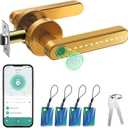 Smart Door Lock with Knob, Keyless Entry Door Locks with Handle, Fingerprint Door Knob for Bedroom/Front Door/Apartment,Generate Passcode Gold