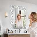 KOHROS Luxury Diamond Bathroom Mirror for Wall 40"x28" Rectangle Wall Mirror Elegant Decorative Mirror Home Decor for Fireplace Bedroom Living Room Entryway Horizontal or Vertical Hanging