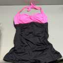 Tempt Me Women Pink Black Tummy Control One Piece Swimsuits with Shorts Boyleg Retro Bathing Suit Halter Swimwear L