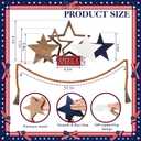 Amyhill 7 Pcs 4th of July Decorations Wooden Stars Set Patriotic Star Tiered Tray Decor with Wood Bead Garland American Red White Blue Decoration for Independence Day 250th Anniversary Table Decor