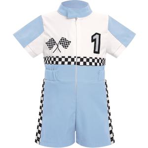 IMEKIS Baby Race Car Driver : Fast One First Birthday Outfit Boys Girls Racecar Suits Jumpsuit 1T Racing 1st Smash Cake Photoshoot Toddler Light Blue 1 9-12 Months