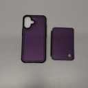 Compatible with Magsafe for iPhone 16 Wallet Case Magnetic Card Holder, RFID Blocking 2 in 1 Detachable Kickstand Shockproof Case for Women Men, Purple