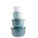 COOK WITH COLOR 4pc Plastic Mixing Bowl Set with Lids (Teal Ombre, 210 ml, 550 ml, 1150 ml, 3500 ml) - Sturdy, Nesting, BPA Free, Dishwasher Safe, Food Safe, Bowls for Cooking and Baking
