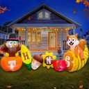 SEASONBLOW 8FT Thanksgiving Inflatable Turkey with Pumpkin Outdoor Decorations, LED Light Up Thanksgiving Blow Up Turkey with Corn Squirrel and Cornucopia for Celebrate Autumns Fall Harvest Yard Decor