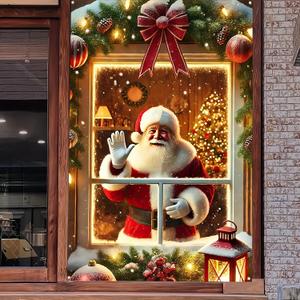 Christmas Window Decoration Santa Claus Banner 31x47 Inch Holiday Banner With Santa Waving Festive Door And Window Decor For Indoor & Outdoor Use