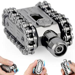 Fidget Slider Chain Hand Roller Finger Clicker Sounds Metal Anxiety Relief Fidget Toy for Kid Adult, Stocking Stuffer Birthday Valentine Gift for Men Teen Boy - Silvery