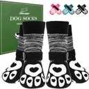 EXPAWLORER Dog Socks to Prevent Licking Paws with Grippers for Hardwood Floors Anti Slip, Glow-in-the-Dark Dog Cold Winter Shoes Booties Boots & Paw Protectors for  Senior Dogs Small