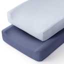 lulumoon Muslin Changing Pad Cover: Baby Diaper Changing Table Pad Cover - Changing Pad Sheets for Girls Boys (S-Navy & Mist Blue)