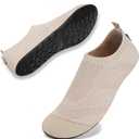 WateLves Womens Barefoot Water Shoes Travel House Slippers for Indoor and Outdoor Aqua Socks for Beach Swim Surf Yoga Dancing Camping Must Haves (7.5-8.5, Beige-1)