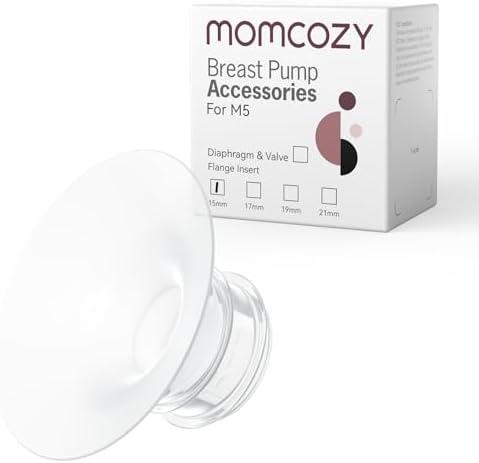 Momcozy Flange Insert 15mm Compatible with Momcozy M5. Original M5 Breast Pump Replacement Accessories, 1PC (15mm) (Transparent)