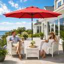 Sannwsg Outdoor Patio Umbrella,Table Umbrella with Push Button Tilt and Crank,Market Umbrella with 8 Sturdy Ribs,Yard Umbrella
