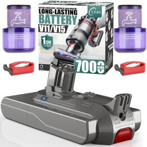 EGR 7000mAh V11 Battery Replacement Compatible with Dyson V15 Button Click in Installation Style Battery V11 V15 SV15 SV16 SV22 970425-01 Vacuum Cleaner (Not Fit for Fixing Styles with Screws)