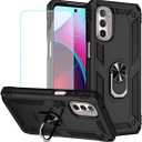 for Moto G Stylus 2022 4G Case, XT2211 Case with Tempered Glass Screen Protector, [Military Grade] [Metal Ring] [Magnetic Support] Heavy Duty Cover for Motorola Moto G Stylus 2022 (Black)