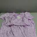 ZESICA Womens 2025 Summer Puff Short Sleeve Midi Dress Floral V Neck Textured Ruffle Flowy Beach Party Dresses (Medium, Purple)