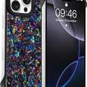 AIGOMARA Slim Frameless for iPhone 16 Pro Case with Screen Protector, Luxury Opalescent Pearl Minimalist Borderless Phone Case for Women Girls, Ultra-Thin Hard Shockproof Case Cover, Purple