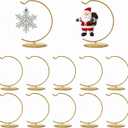 AceOrbit 12 Pcs Ornament Display Stand 6 Inch Iron Hanging Stand Christmas Ornament Hanger Holder Decoration Display Holder Hook for Glass Globe Air Plant Terrarium Table Decor (Gold)