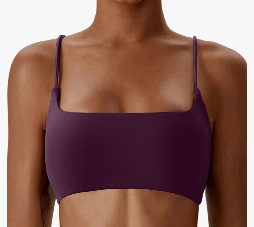 Comper Women's Sports Bras Wirefree Racerback Workout Bras Sexy Thin Straps Yoga Sport Bras with Removable Pads L