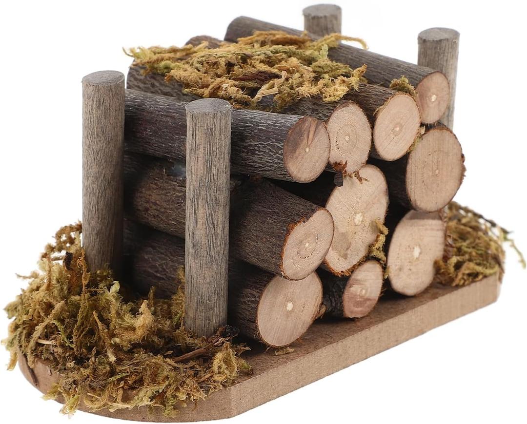 Hemoton Dollhouse Miniature Firewood Pile Lawn Fireplace Model Wood Logs 1:12 Winter Fairy Garden Figurines Micro Landscape Decoration for Craft Dollhouse Accessories