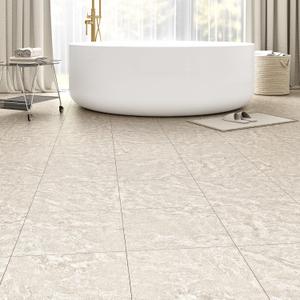 20 Pack Cover 20 Sq.Ft Peel and Stick Floor Tiles, 12 x 12 Self Adhesive Vinyl Flooring Easy DIY Installation for Kitchen, Living Room, Laundry, RV, Beige Stone