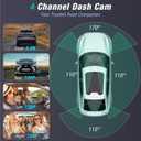 4 Channel 2.5K Dash Cam Front Rear Left Right, 170 Wide Angle Car Dash Camera with 5GHz WiFi & App Control, G-Sensor, Super Night Vision, 24H Parking Monitor, Loop Recording, 64GB SD Card Included