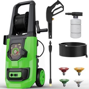 Pressure Washer, 5000PSI 3.2GPM Adjustable Touch Screen with 55FT Total Length 4 Nozzles for Driveways Cars