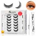 2 x Wispy False Eyelashes Kit With Bond, Seal and Tweezer, 7 Pairs Natural Look Fake Cat Eye Lashes Strips Thin Band Extensions Waterproof Easy Eyelashes for Beginners RQ11