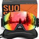 suoso Ski Goggles Frameless for Men: Women Magnetic Lens UV400 Protection OTG Anti-Fog Snowboard Goggles