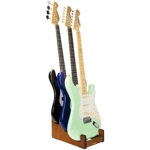 STRICH Wooden Guitar Stand for Multiple Guitars, 3-Holder, Front Display Space-Saving Floor Guitar Rack for Home, Studio, Stage, Mahogany Color, L-3EM (For 3 Electric/Bass)