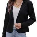 GRACE KARIN Women Short Sweater Blazer Business Casual Long Sleeve Classic Blazer Jacket with Button Black XL