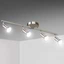 Unicozin LED 4 Light Track Kit, Matt Nickel 4-Way Ceiling Spot Lights, Flexibly Rotatable Heads, Modern Track Light Included - 4 x LED GU10 Bulbs (4W, Daylight White 5000K, 400lm)