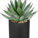 Briful Succulents Plants Artificial for Home Decor, Realistic Potted Fake Agave Plant, Black Ceramic Vase, Cute Aloe Maguey Faux Plant, Shelf Tables Decor, Modern Farmhouse Home Bathroom Decorations