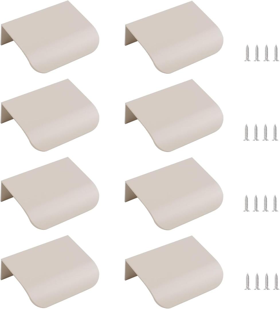 MOROBOR Finger Edge Pull, 8pcs Concealed Handle Modern Style Drawer Handles, Aluminum Alloy Invisible Handle Wardrobe Pull for Cabinet Hardware Drawer, 50mm/Cashmere Grey