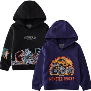 2-Pack Boys Sweatshirts ToddlerCotton Long Sleeve Crewneck Pullover Kids Winter Warm Shirt Sweater Tops 2T-7 Years (5-6 Years)