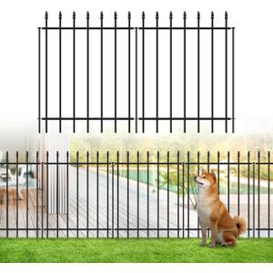 FOREHOGAR Metal Garden Fence 30 in H x 16 ft L, Border Fences Panels Animal Barrier for Dogs, No Dig Garden Fencing for Yard Patio Flower Bed Lawn Outdoor, 8 Panels + 9 Stakes Black