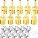 GASHER 10Pcs Brass Hose Barb Fittings, 3/8" Barb x 1/2" MNPT Hose Connector Adapter With 10Pcs Hose Clamp