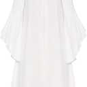 Scarlet Darkness Women Renaissance Dress Peasant Medieval Dress Bell Sleeve Maxi Fairy Dress (Black, 12)
