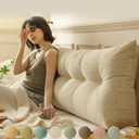 Large Headboard Pillow, Triangular Wedge Pillow with Removable Cover, Wedge Reading Pillow Bolster for Bed Sofa, Daybed Support Pillows for Sitting up, Reading or Working,Beige, 70"x20"x8"